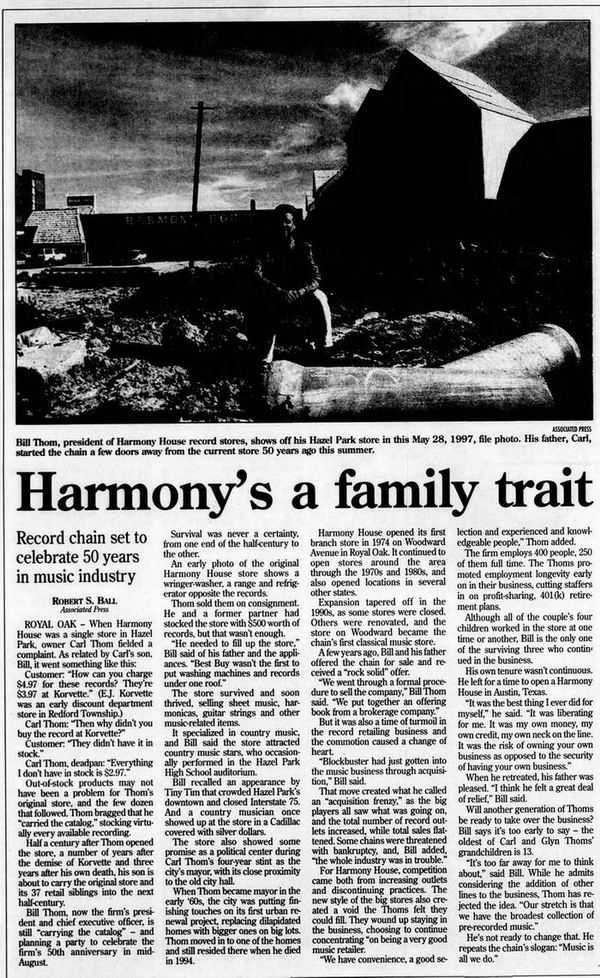 Harmony House Records and Tapes - Jul 1997 Article (newer photo)